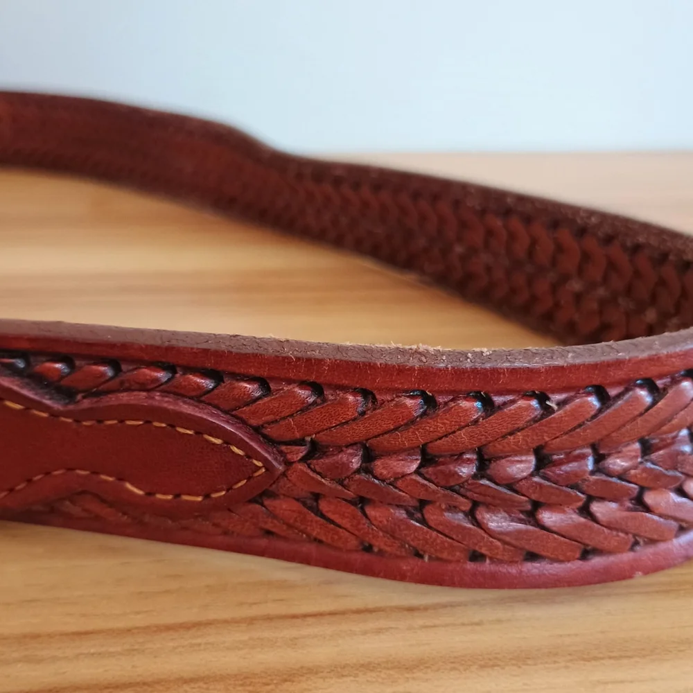 Vintage Levis Brown Braided Belt Womens Size 34 Brass Buckle Western
